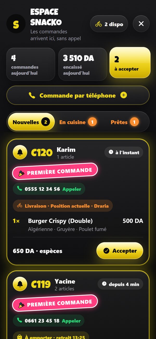 Les nouvelles commandes en cuisine