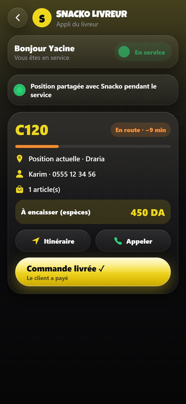 La course sur le téléphone du livreur